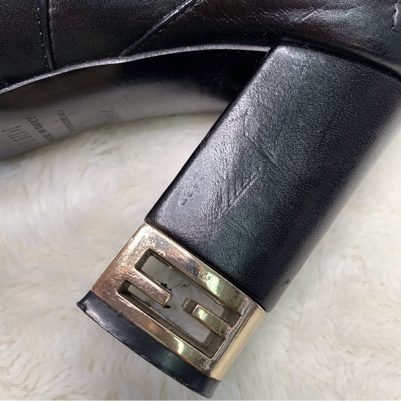Fendi Women's Ankle Black Zip Leather Heeled Boots Size 36 - Picture 14 of 15